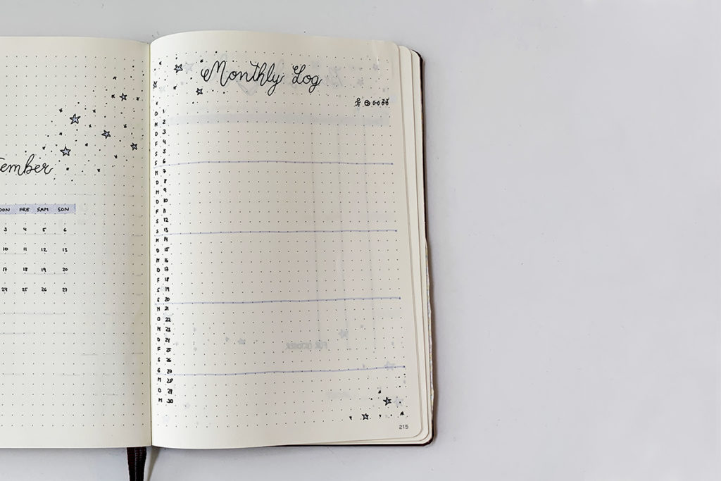 monthly log september bullet journal setup