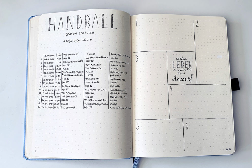 handball bullet journal