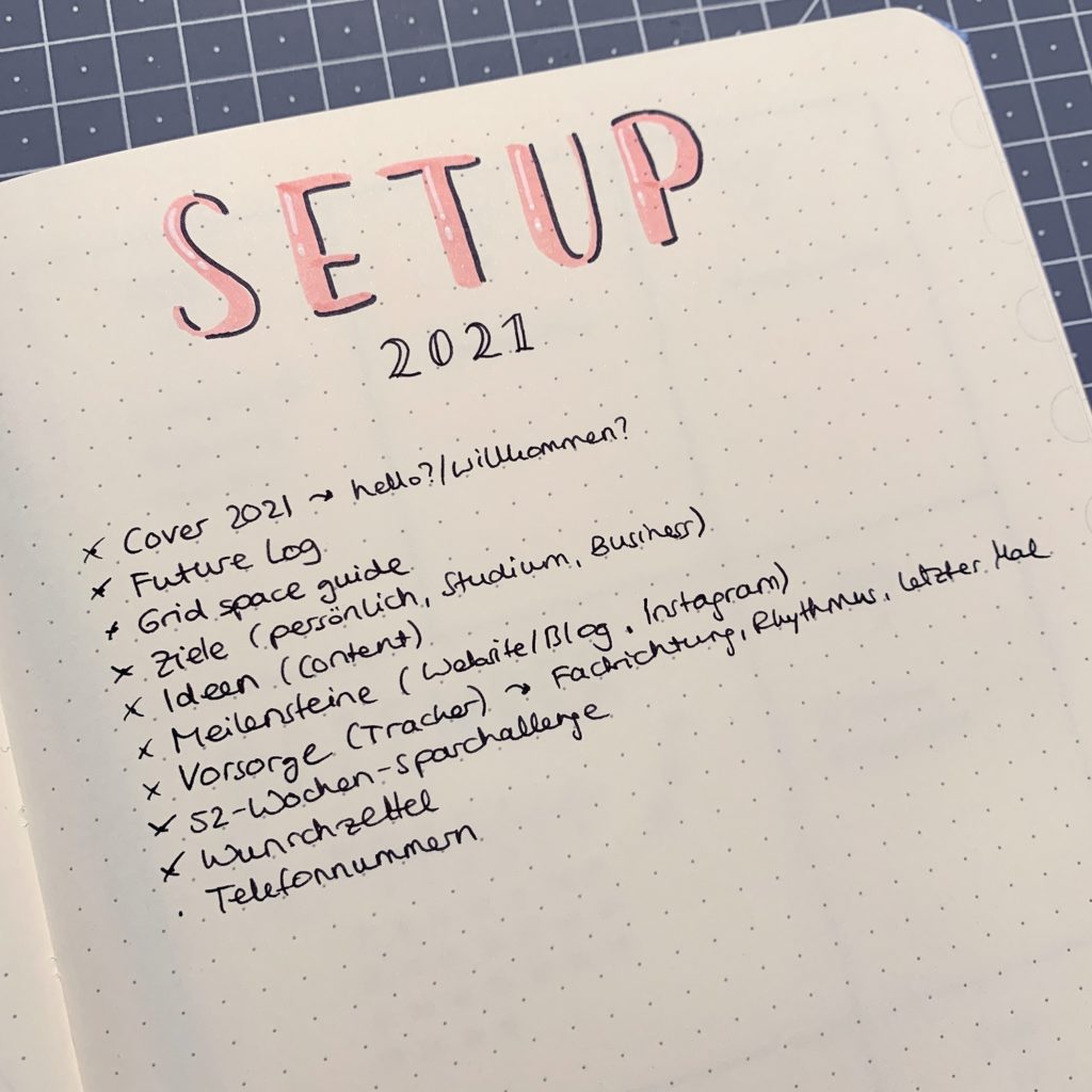 Bullet Journal Setup 2021 Plan